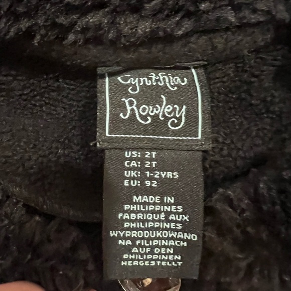 CYNTHIA ROWLEY Baby Girls Black Peacoat with Faux Fur Accents Size 2T - Picture 2 of 4